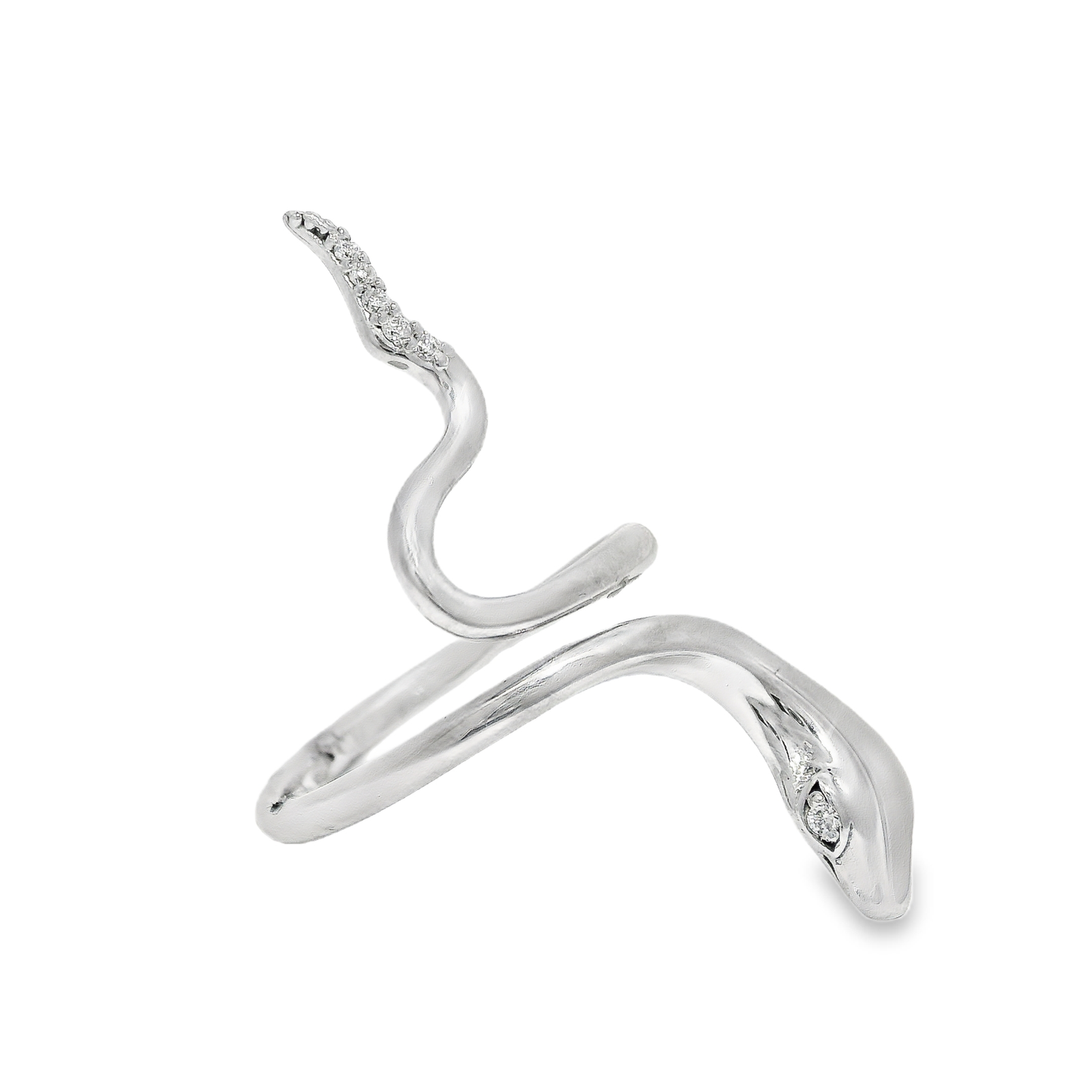 0.05CT Diamond Serpent Ring 14K White Gold