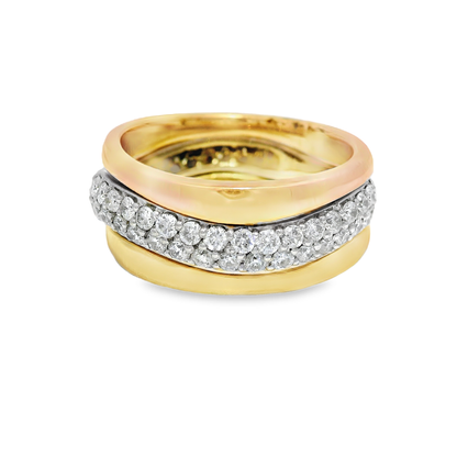 1.10CT Diamond Stacked Ring 14K Gold