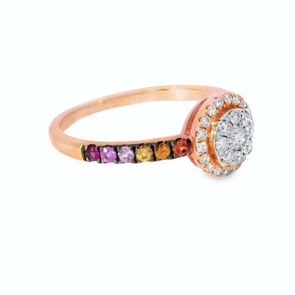 0.22CT Diamond and 0.24CT Mixed Sapphire Ring 14K Rose Gold