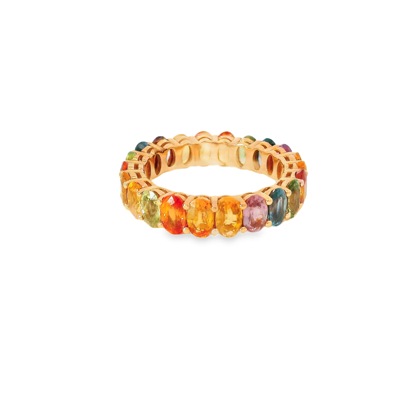 7.03CT Multi Sapphire Gemstone Ring 18K Rose Gold