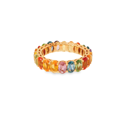 7.03CT Multi Sapphire Gemstone Ring 18K Rose Gold