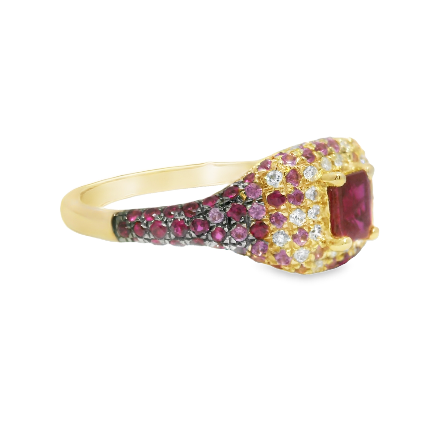0.10CT Diamond & 0.84CT Pink Sapphire  Ring 14k Yellow Gold
