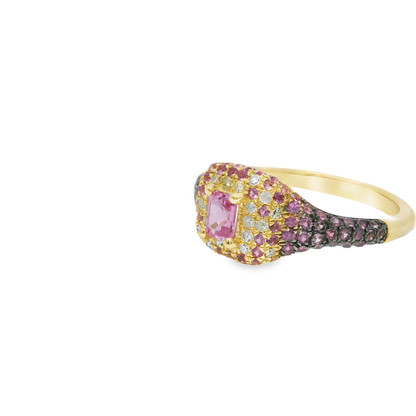 0.10CT Diamond and 0.80CT Pink Sapphire Ring 14k Yellow Gold