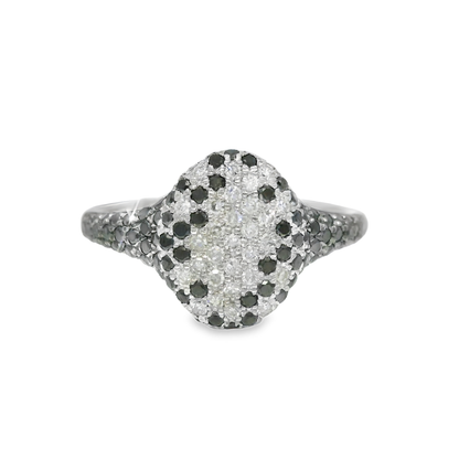 0.15CT Diamond & 0.53CT Black Diamond  Ring 14k White Gold