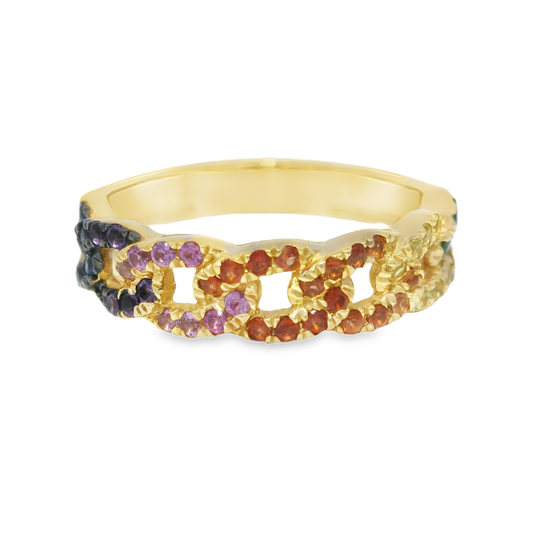 0.52CT Mixed Sapphire Ring 14k Yellow Gold