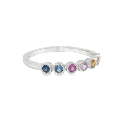 0.35CT Mixed Sapphire Ring 14K White Gold