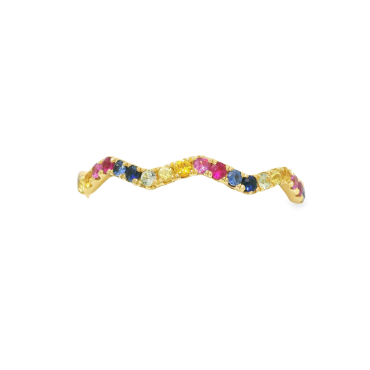 0.35CT Mix Sapphire Ring 14k Yellow Gold