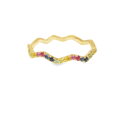 0.35CT Mix Sapphire Ring 14k Yellow Gold