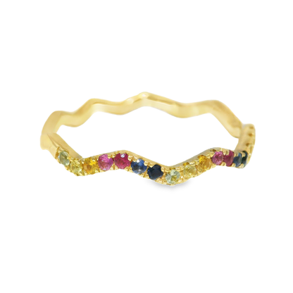 0.35CT Mix Sapphire Ring 14k Yellow Gold