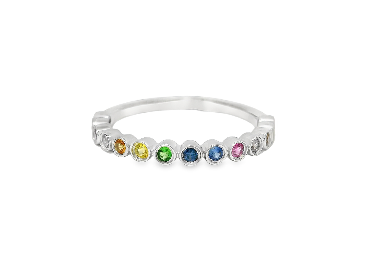 0.35CT Mixed Sapphire Ring 14k White Gold
