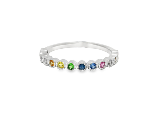 0.35CT Mixed Sapphire Ring 14k White Gold