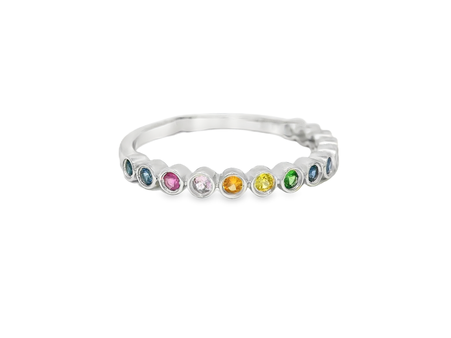 0.35CT Mixed Sapphire Ring 14k White Gold