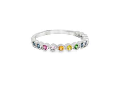 0.35CT Mixed Sapphire Ring 14k White Gold