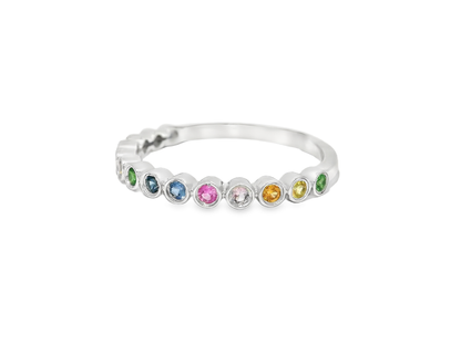 0.35CT Mixed Sapphire Ring 14k White Gold