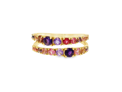 0.12CT Diamond & 0.32CT Amethyst Ring 14k Yellow Gold