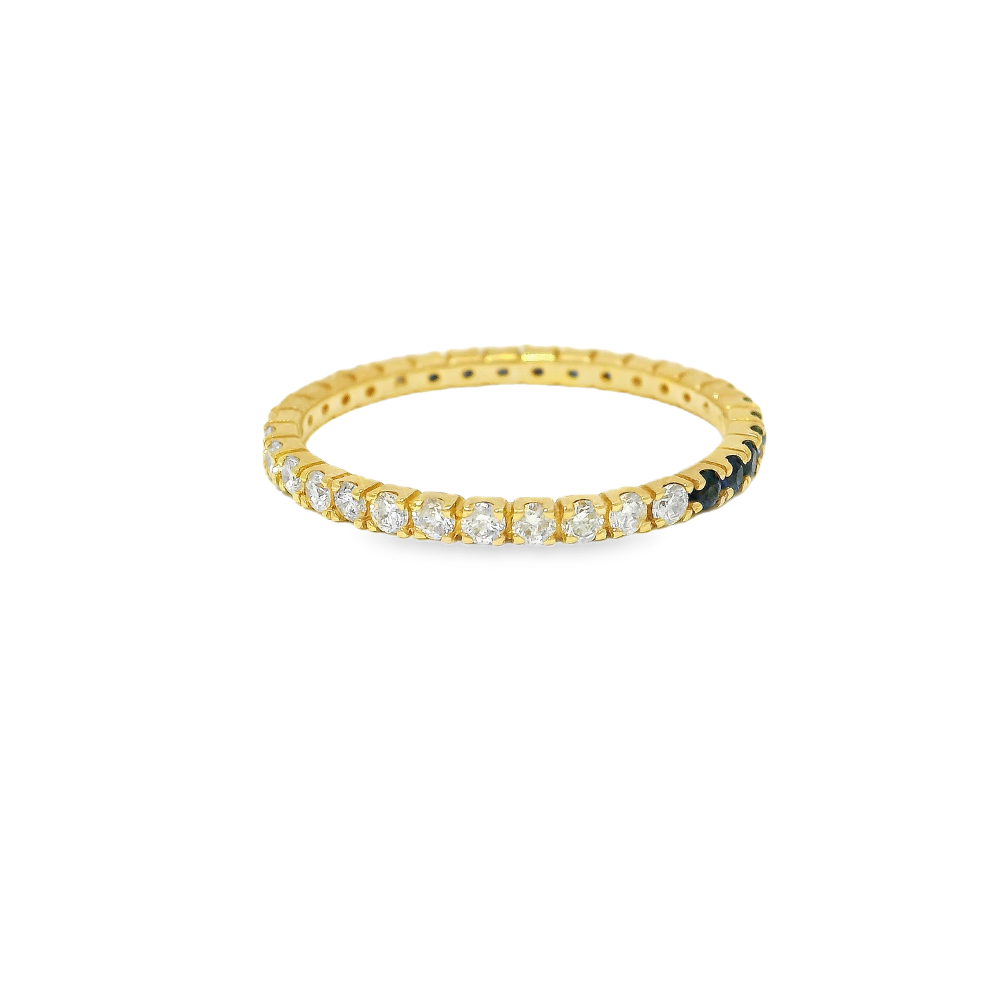 0.25CT Diamond & 0.29CT Blue Sapphire Ring 18k Yellow Gold
