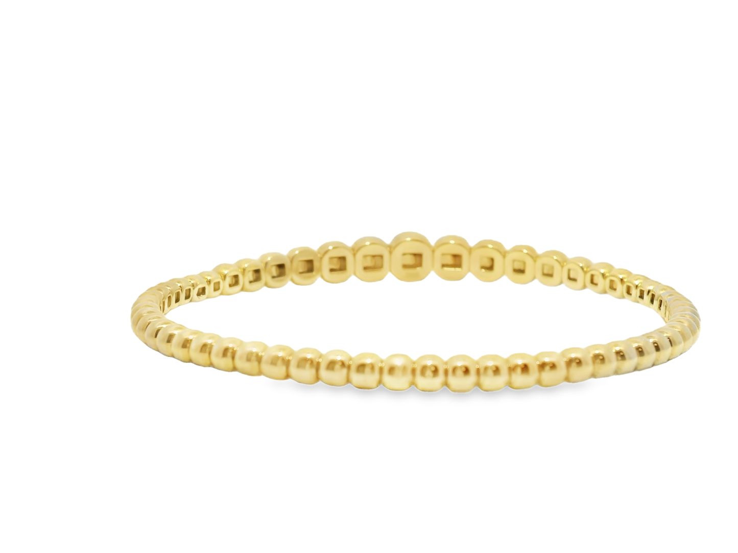 Plain Gold Beads Stretch Bangle 14k Gold