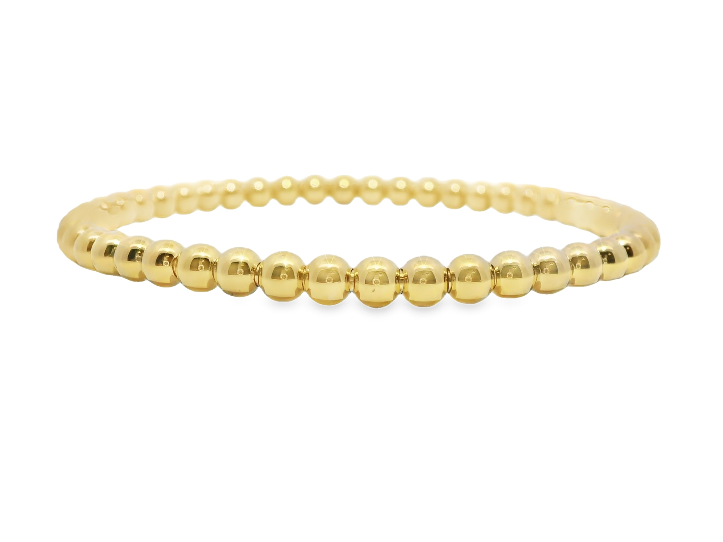 Plain Gold  Beads Stretch Bangle 18k Yellow Gold