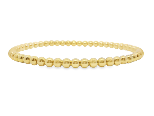 Plain Gold Beads Stretch Bangle 18k Yellow Gold