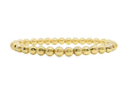 Plain Gold  Beads Stretch Bangle 14k Gold