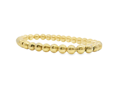Plain Gold  Beads Stretch Bangle 14k Gold