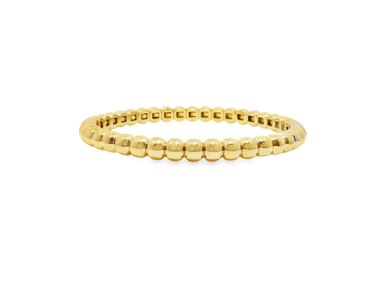 Plain Gold Beads Stretch Bangle 14k Gold