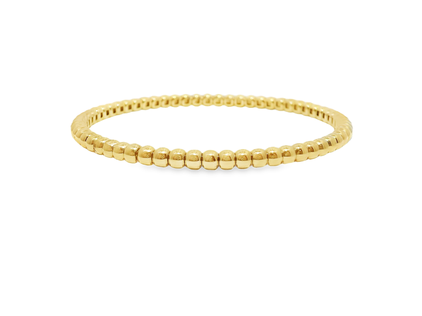 Plain Gold Beads Stretch Bangle 14k Gold