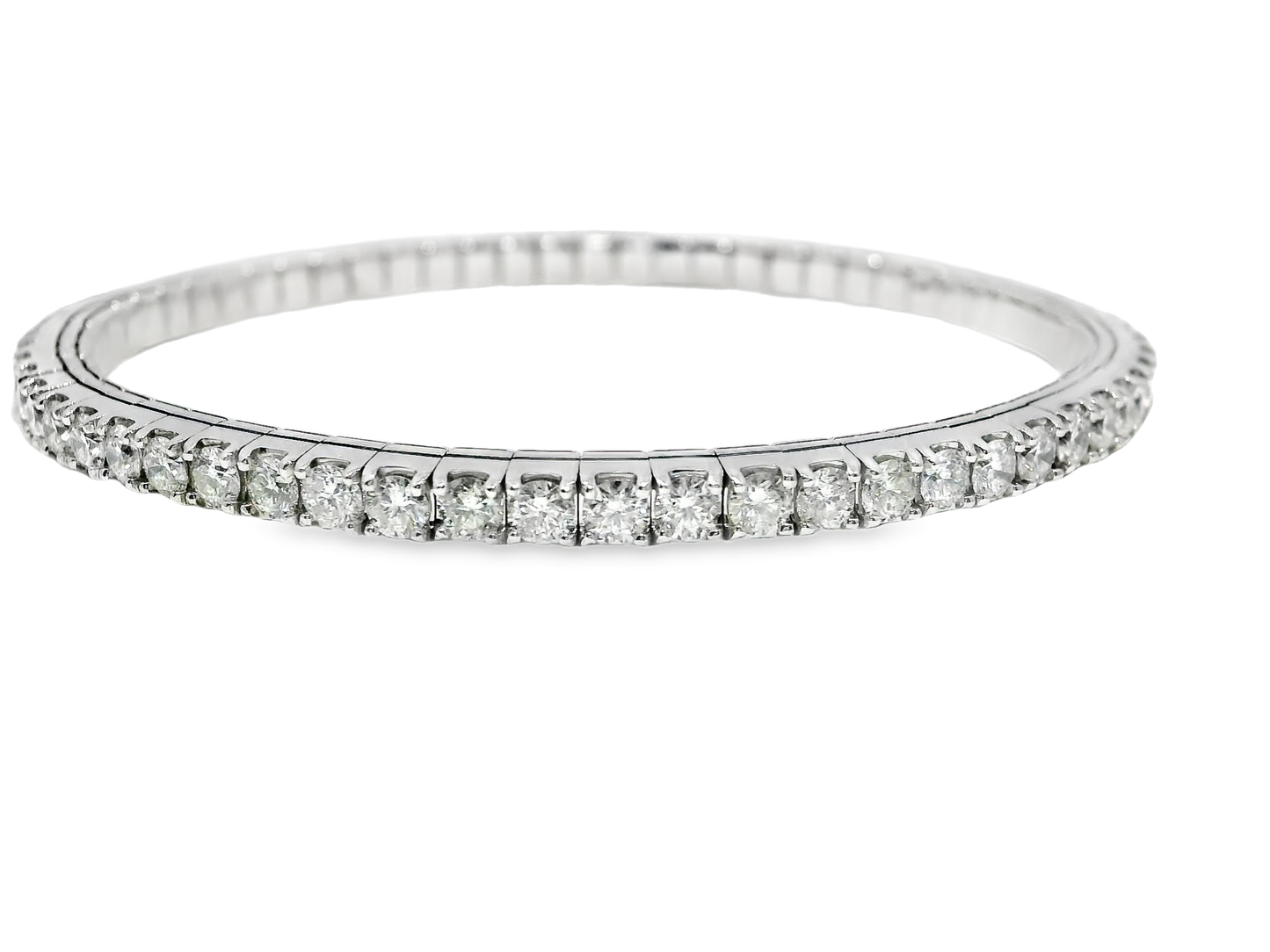 4.95CT Diamond Stretch Bangle 14k White Gold