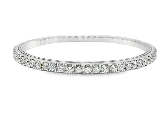 7.20CT Diamond Stretch Bangle 14k White Gold