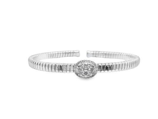 0.64CT Diamond Bangle 14k White Gold