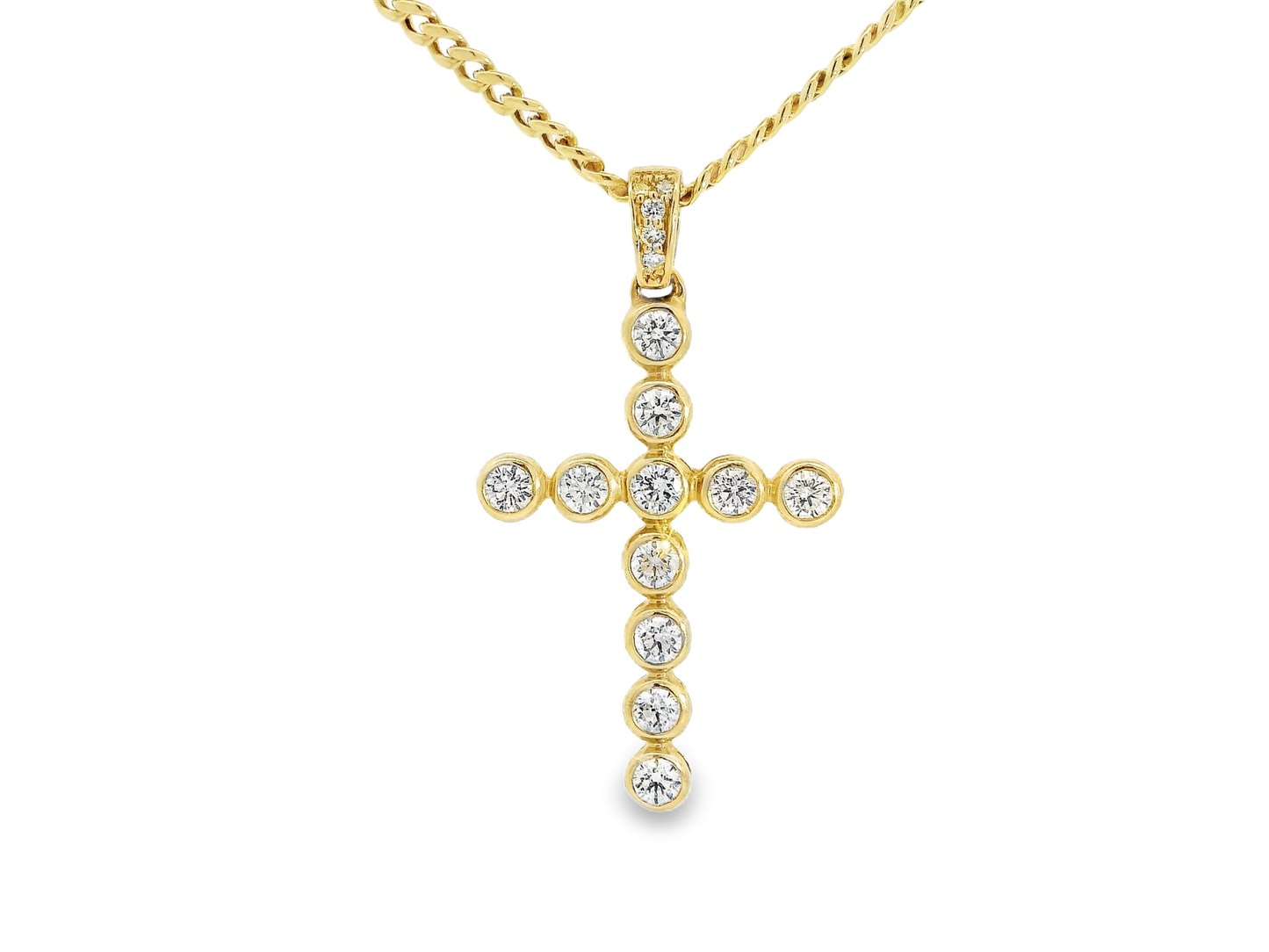 2.79Ct Diamond Cross Pendant 14k Yellow Gold