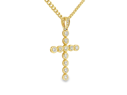 2.79Ct Diamond Cross Pendant 14k Yellow Gold