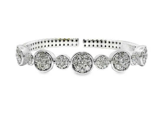 3.04CT Diamond Bangle 14k White Gold