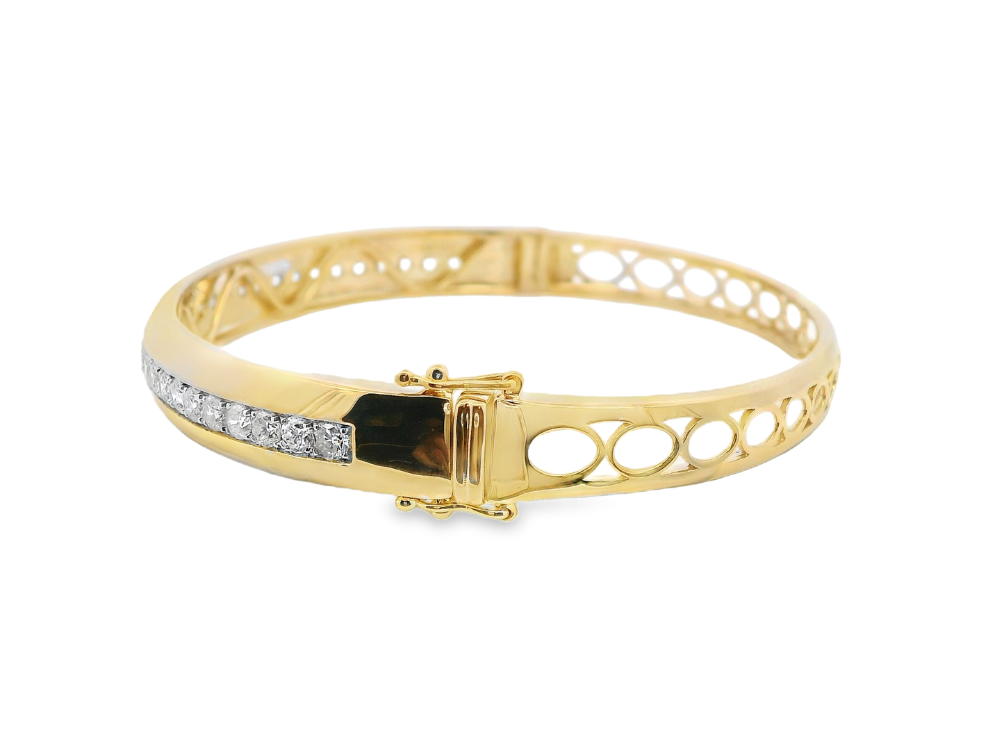 1.90CT Diamond Bangle 14k Yellow Gold