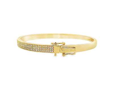 1.17CT Diamond Bangle with Black Enamel 14k Yellow Gold