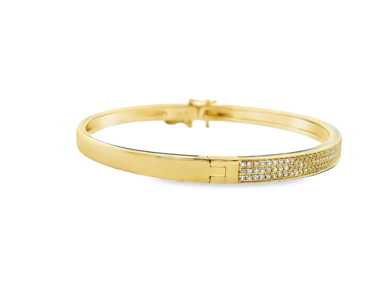 1.17CT Diamond Bangle with Black Enamel 14k Yellow Gold