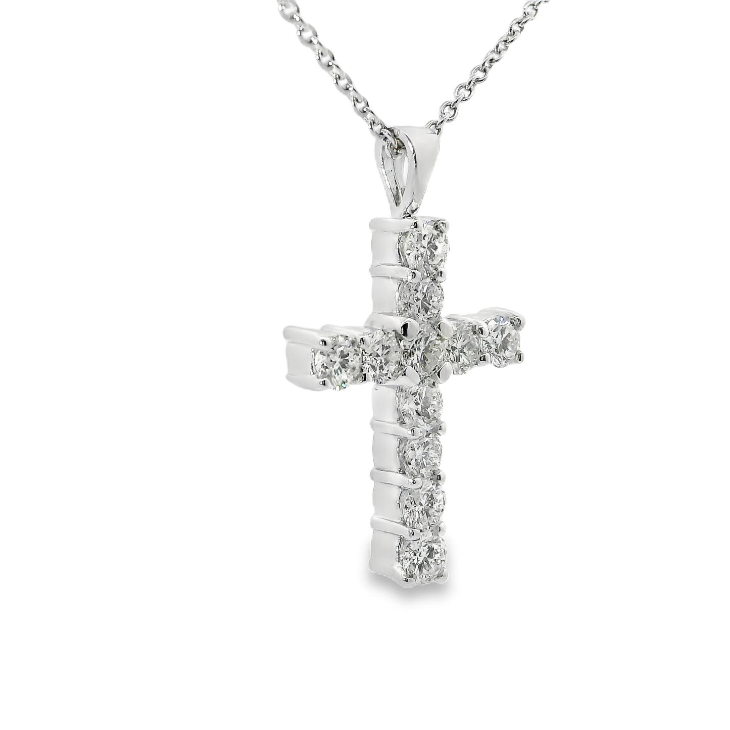 1.22CT Diamond Cross Pendant 14k White Gold