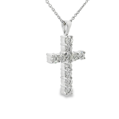 1.22CT Diamond Cross Pendant 14k White Gold