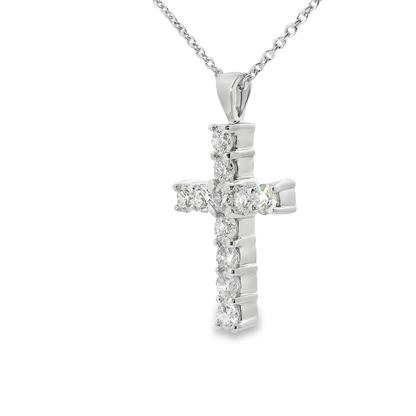 1.22CT Diamond Cross Pendant 14k White Gold
