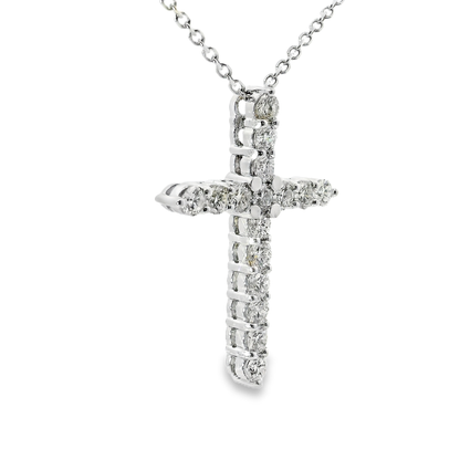 3.96CT Diamond Cross Pendant 14k White Gold