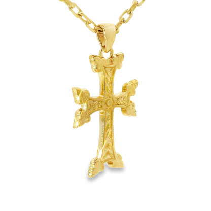Plain Diamond Cross Pendant 14k Yellow Gold