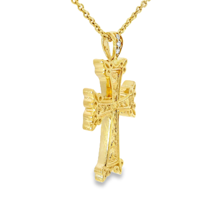 0.03CT Diamond Cross Pendant 14k Yellow Gold