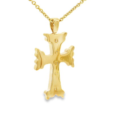 0.03CT Diamond Cross Pendant 14k Yellow Gold