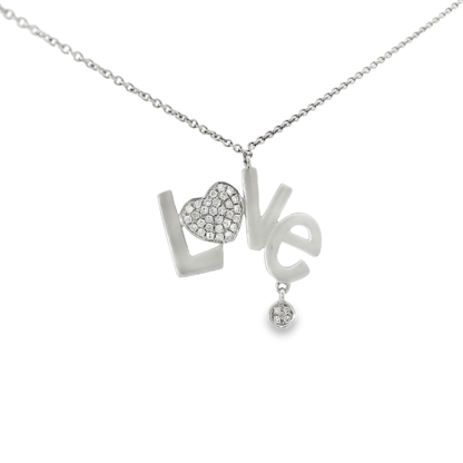 0.13ct Diamond Love Pendant 14k White Gold