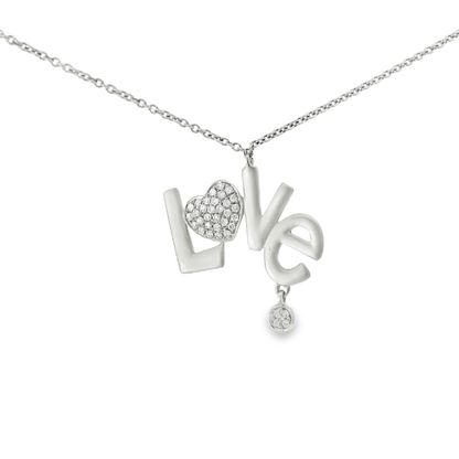 0.13ct Diamond Love Pendant 14k White Gold
