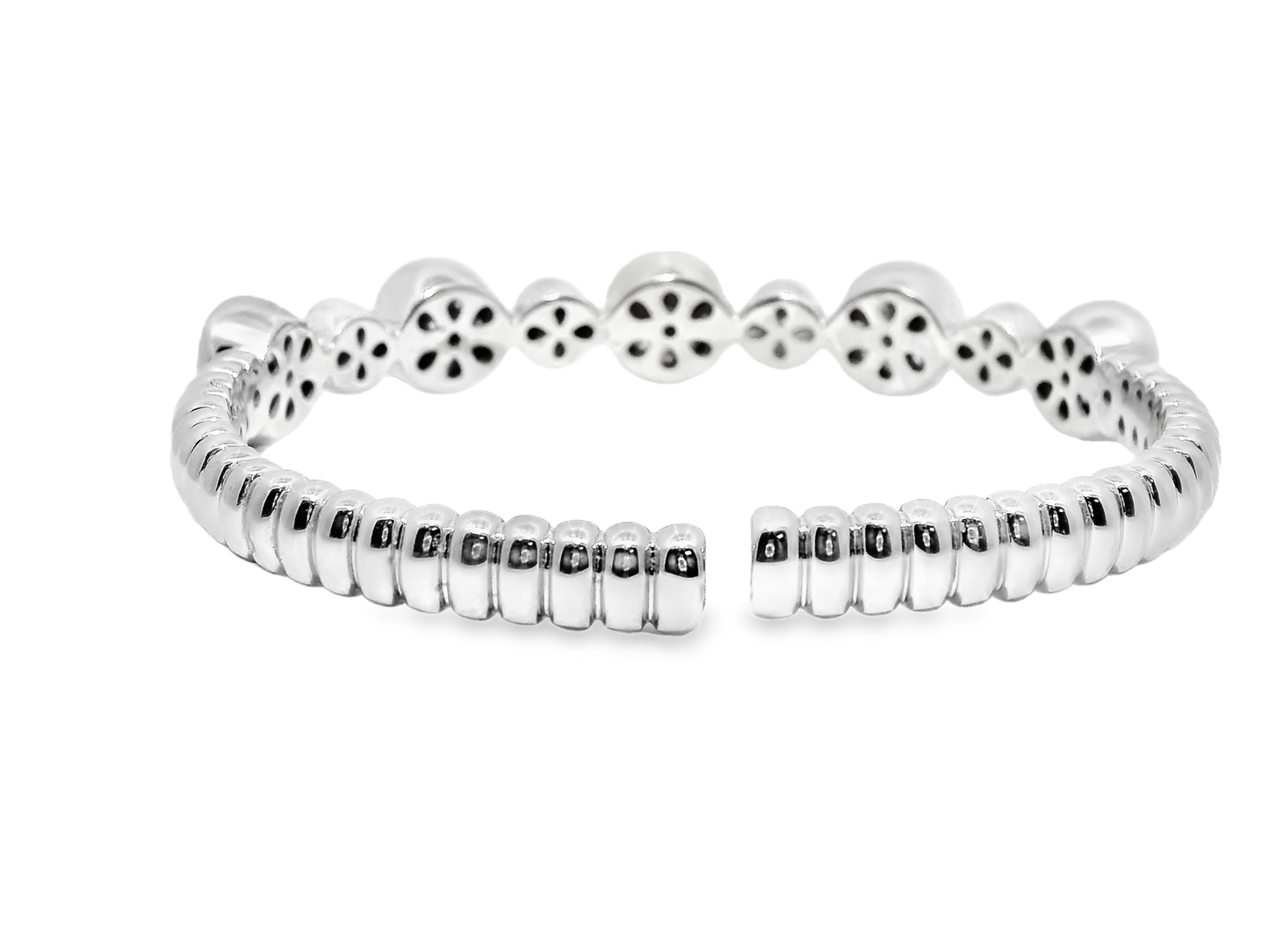 3.04CT Diamond Bangle 14k White Gold