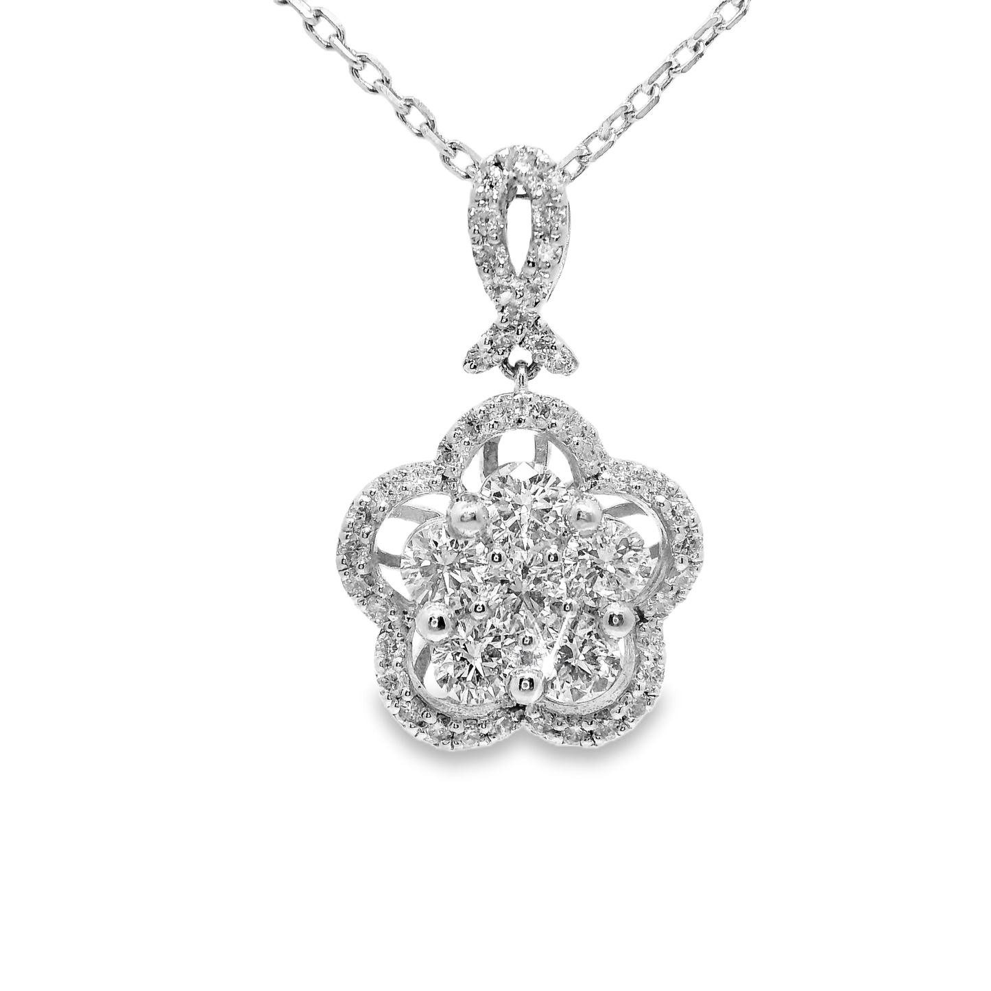 1.20CT Diamond Pendant 14k White Gold