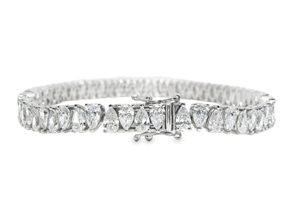 10.37CT Pear Shape Lab Diamond Bracelet 14k White Gold