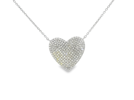 0.66CT Heart Diamond Pendant 14k White Gold