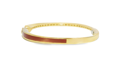 0.35CT Diamond Bangle with Red Enamel18k Yellow Gold